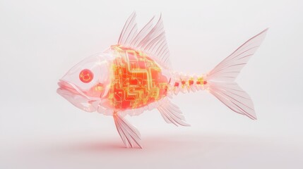 Aufkleber - Explore the fusion of technology and nature with the digital fish concept