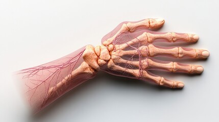 Poster - Explore the anatomy of the human hand with detailed bone and nerve structures