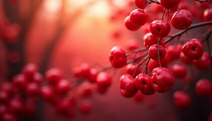 Wall Mural -  Vibrant red berries in full bloom