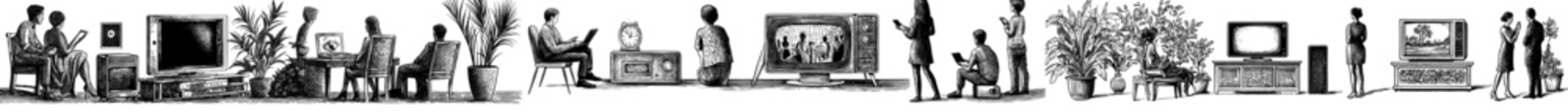 Poster - A smart TV, television, online entertainment media concept. A streaming video service, a multimedia platform for watching movies, shows, and series.