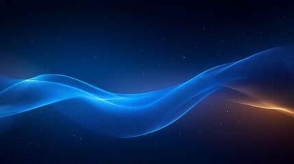 Fototapete - Blue Light Waves Flowing Gracefully on Black Background Representing Futuristic Energy, Motion, and Minimalist Visual Design, Generative AI