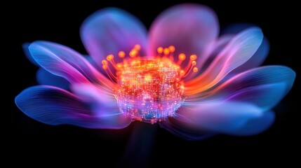 Aufkleber - Digital flower displays intricate technology in nature's beauty