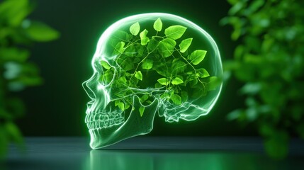 Aufkleber - Explore the connection between nature and mind through a vibrant skull illustration