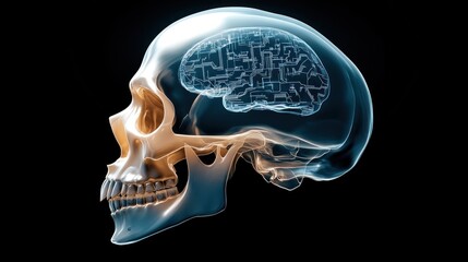 Aufkleber - Explore the intricacies of the human brain within a skull structure