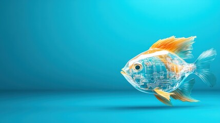 Poster - explore the fusion of technology and nature through a transparent fish design