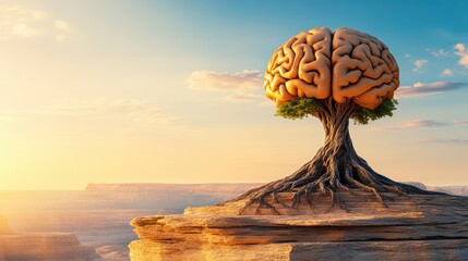 Poster - Explore the connection between nature and intelligence through a unique tree with a brain