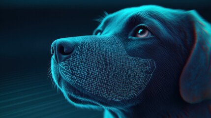 Poster - Innovative technology transforms dog's face with digital mesh design