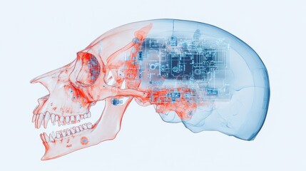 Leinwandbilder - Explore the intersection of anatomy and technology through a unique skull visualization