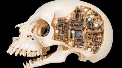 Leinwandbilder - Explore the intersection of biology and technology in a futuristic skull design