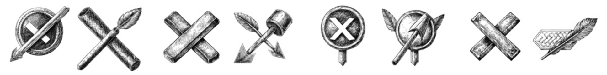 Poster - the doodle checkmark and crossmark icon set. tick symbol and checklist signs.