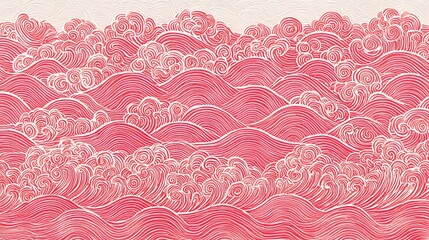 Poster - Abstract Waves and Swirls Pattern with Vibrant Pink Tones, Artistic Design Elements Featuring Detailed Lines and Curves for Creative Projects