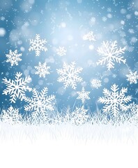 Poster - Beautiful Winter Background with Falling Snowflakes and Gentle Blue Gradient, Perfect for Seasonal Themes and Holiday Celebrations in Graphic Design Projects