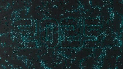 Poster - abstract background of neon hexagons. loop 3d animation of the abstract movement of hexagonal cells 