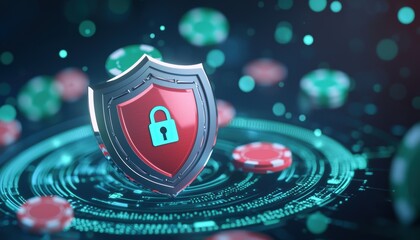 Poster - A digital shield representing cybersecurity, emphasizing protection and safety in the online gambling environment.
