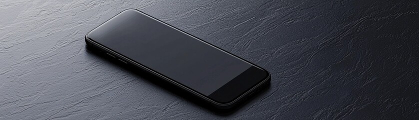 Poster - High-resolution smartphone mockup showcasing an interactive app design, set on a textured dark surface with stylish reflections and soft lighting