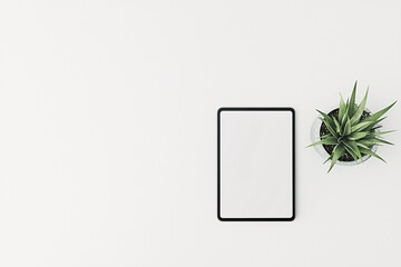 Aufkleber - Minimalistic e-commerce platform mockup on a tablet screen, with neutral background colors and generous copyspace for promotional elements