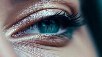 Poster - Close-up of a Human Eye Showcasing Detailed Textures and Colors Generative AI