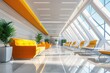© nabakumar - modern conceptual glossy shiny airport lounge hype realistic Contemporary glossy shiny airport lounge with sleek lines and pops of bold color contemporary bright stylish interior