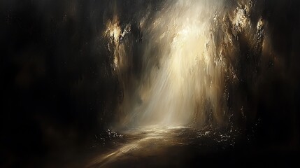 Wall Mural - light emerging from darkness, abstract scene