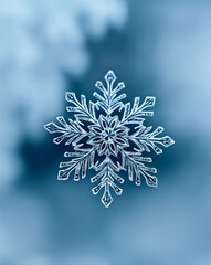 Canvas Print - snowflake on blue background