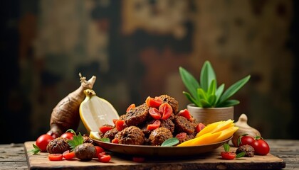 Wall Mural -  Fresh produce and herbs ready for a healthy meal