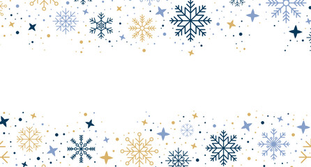 abstract snowflake border. snowflakes pattern. snowfall repeat backdrop. winter holidays theme. back