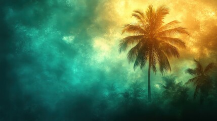 Poster - Vibrant Watercolor Tree with Blended Sky Colors