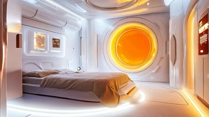 Poster - High tech bedroom on a spaceship or in a laboratory