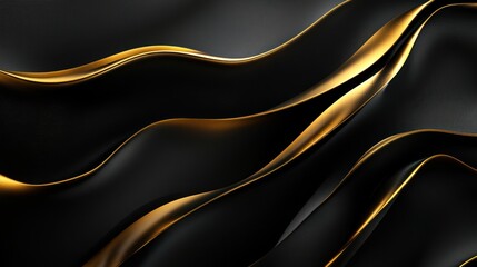 Wall Mural - Abstract Black and Gold Waves