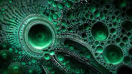 Poster - a pulsating mosaic of green data technology, digital high tech concept
