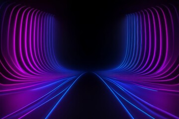 Sticker - This stunning piece of abstract neon artwork features vibrant purple and blue lights illuminating a captivating tunnel, evoking feelings of depth, modernity, and artistic expression