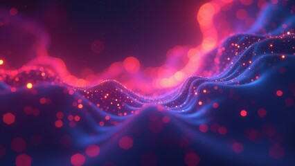 Aufkleber - A colorful wave of pink and blue with red dots