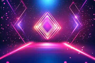 Poster - This mesmerizing abstract digital artwork features vibrant neon lights on a dark backdrop, ideal for themes of nightlife and innovative futuristic design that inspire creativity and imagination