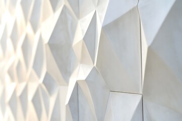 Close up of white abstract geometric pattern showcasing intricate textures and shapes, creating modern and artistic feel