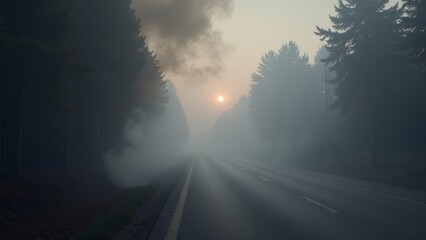 Poster - A cloudy sky with a train track in the background