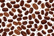 © Maksym - Rich brown coffee beans artfully scattered on a white background. Generative AI