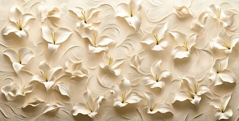 Poster - A textured background featuring white flowers arranged elegantly.