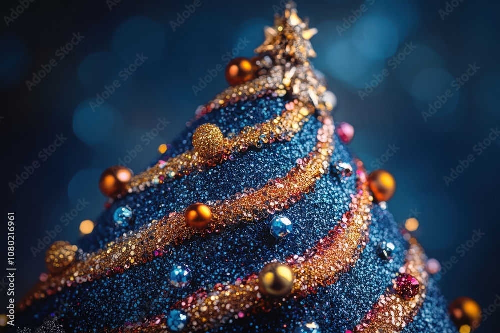 Brightly colored party hat adorned with shiny ornaments and glitter sits atop a surface, evoking festive cheer. The backdrop features a soft blur, enhancing the celebratory atmosphere.