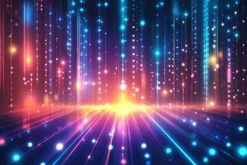 Poster - A vivid illustration of neon lights against a dark background, creating a futuristic, cosmic atmosphere that captivates the senses. Perfect for digital art enthusiasts in search of inspiration