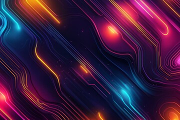 Poster - A breathtaking piece of digital artwork that showcases flowing neon lights against a deep dark backdrop, provoking a sense of a dynamic futuristic and vibrant atmosphere that captivates the viewer