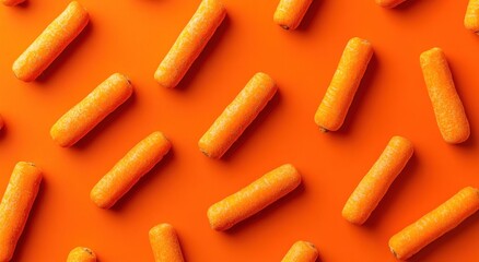 Poster - An arrangement of bright orange snack cakes on a vibrant orange background.