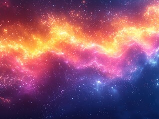 Wall Mural - Vibrant cosmic nebula with glowing orange, pink, and purple hues filled with stars Generative AI