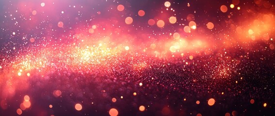 Wall Mural - golden cosmic dust and sparkles floating through a dark blue and black space background generative a
