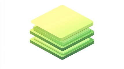 Poster - A graphic representation of layered squares in varying shades of green.