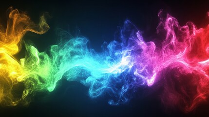 Poster - A blend of colorful neon smoke swirling against a dark background, perfect for artistic digital designs and captivating wallpapers that engage the viewers imagination and creativity