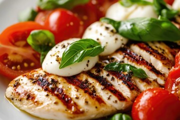 Poster - Fresh vegetables and protein-rich chicken on a plate, perfect for meal prep or cooking inspiration