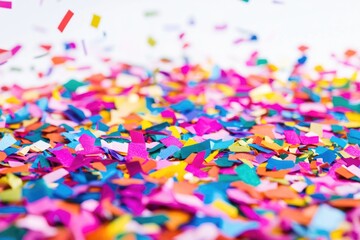 Poster - A pile of colorful confetti sprinkles on a white surface