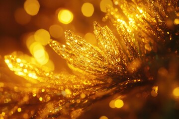 Poster - A close-up shot of a tree branch with water droplets glistening on its surface
