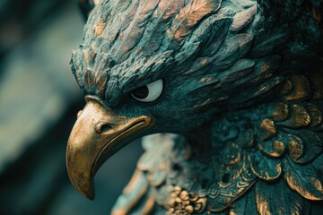 Poster - A detailed view of a decorative bird sculpture