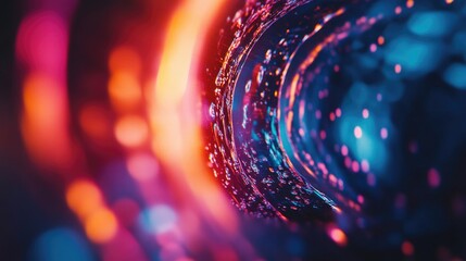 Aufkleber - A close-up shot of a circular object lit up by bright lights in the background